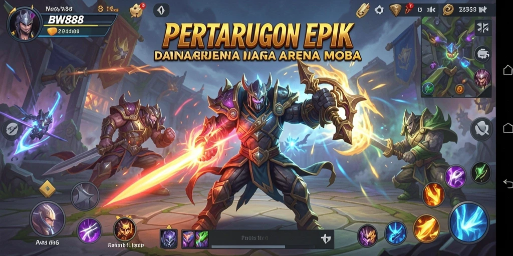Tampilan menarik dari gameplay BW888 dalam pertarungan MOBA.