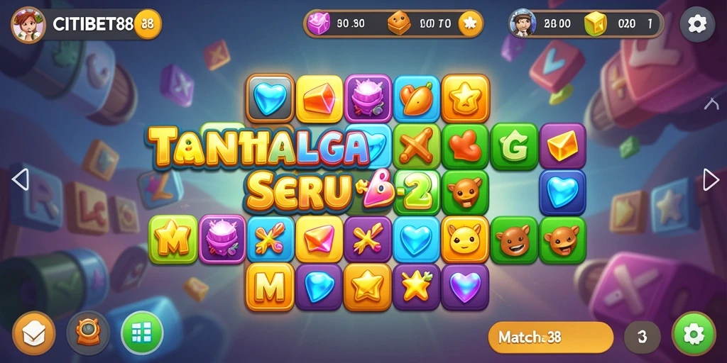 Tampilan gameplay seru dalam CITIBET88 dengan kombinasi item Match-3.
