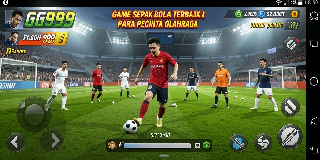Screenshot GG999 menampilkan aksi seru dalam pertandingan sepak bola.