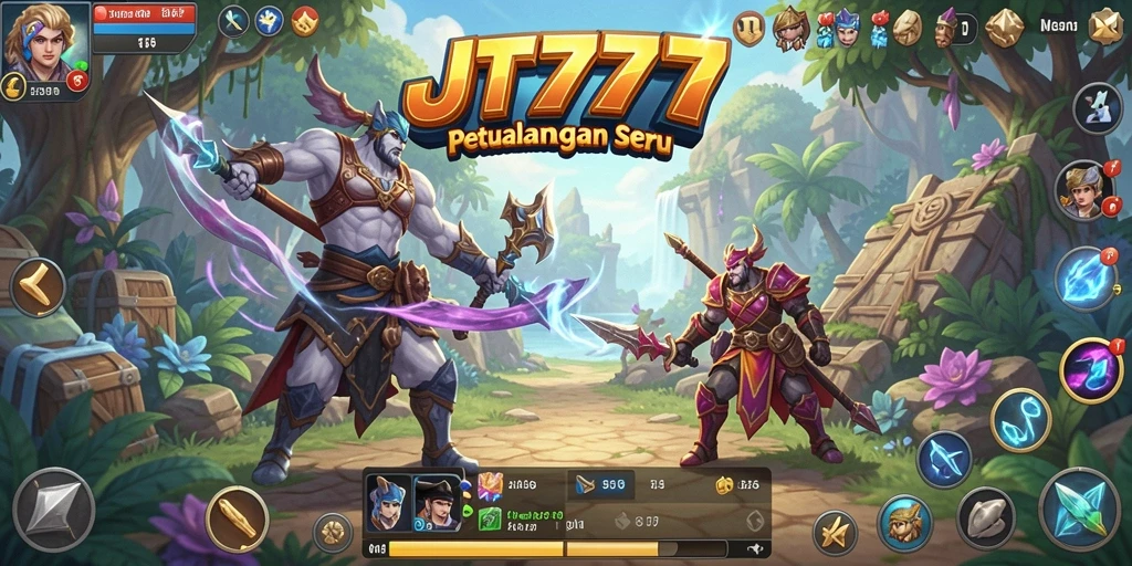 Screenshot JT777 menampilkan penuh aksi dari gameplay RPG yang seru.