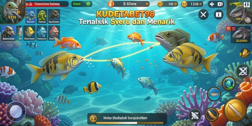 Tampilan gameplay KUDETABET98 dengan aksi menembak ikan yang seru.