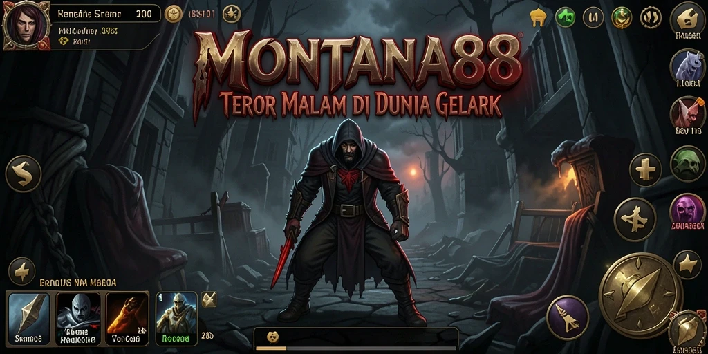 Tampilan gameplay MONTANA88 yang menampilkan suasana horor yang mencekam.