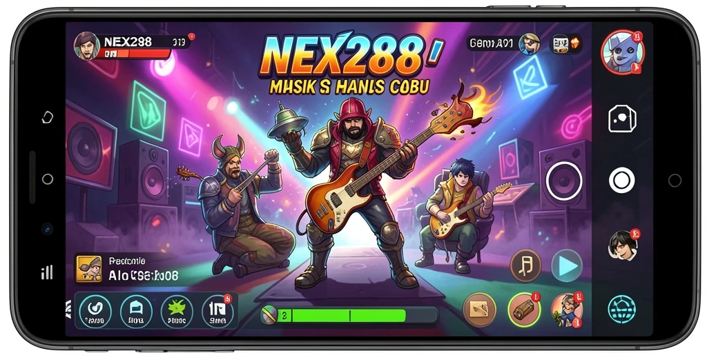 Tampilan gameplay seru dari NEX288 dengan berbagai tantangan musik.