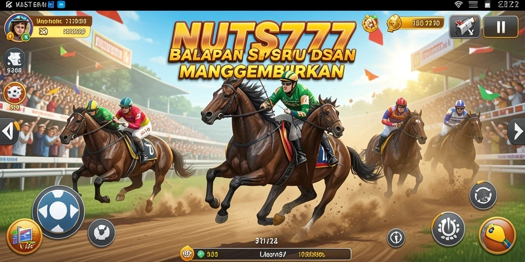 Screenshot gameplay NUTS777 menampilkan balapan seru di lintasan yang menantang.