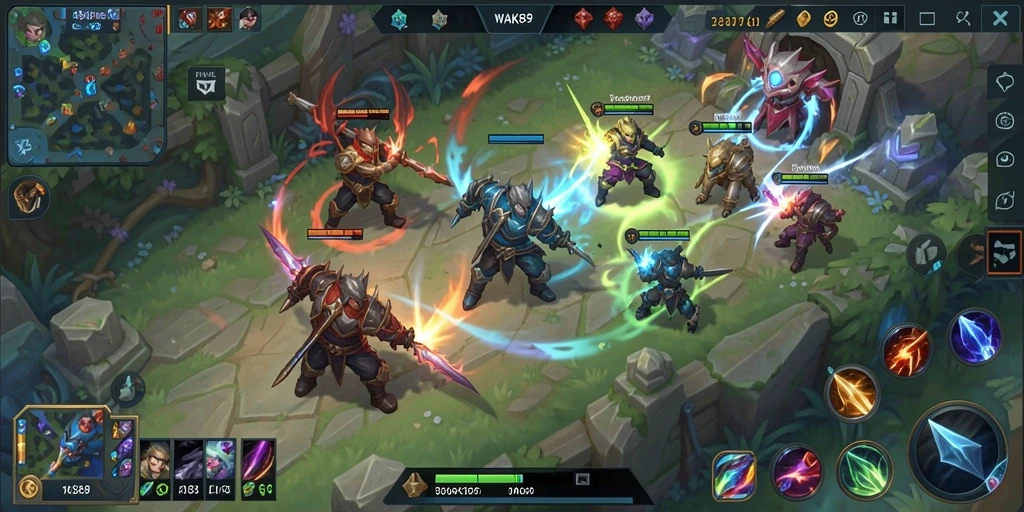 Tampilan gameplay WAK89 yang seru dan strategis di arena MOBA.