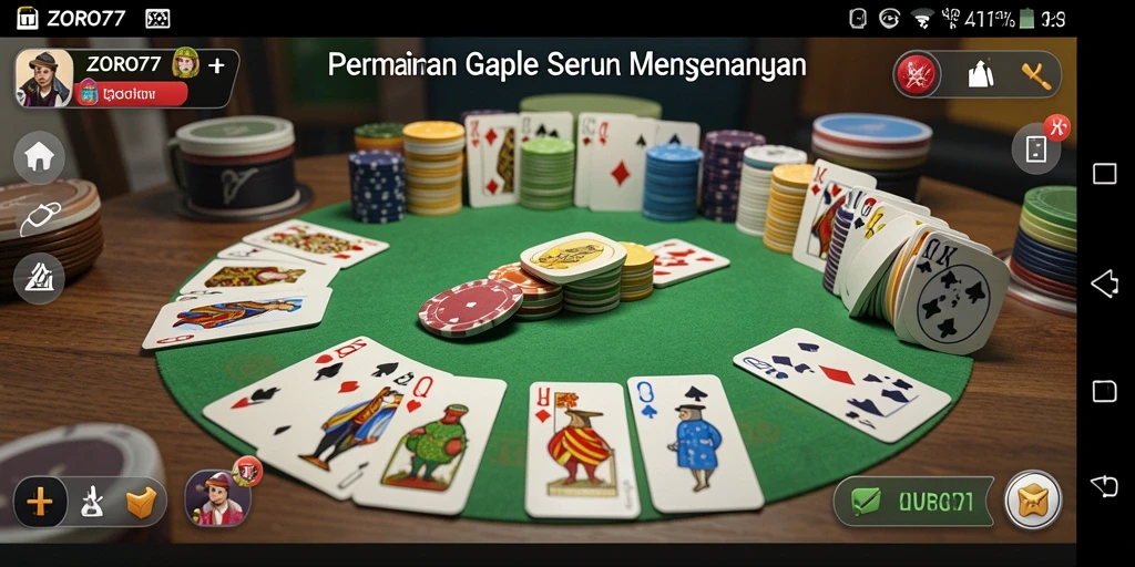 Tampilan gameplay seru dalam ZORO77, permainan Gaple yang mendebarkan.